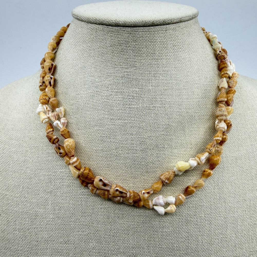 Natural Seashell Multi-Strand Necklace Boho Beach Festival Layer Statement Gift